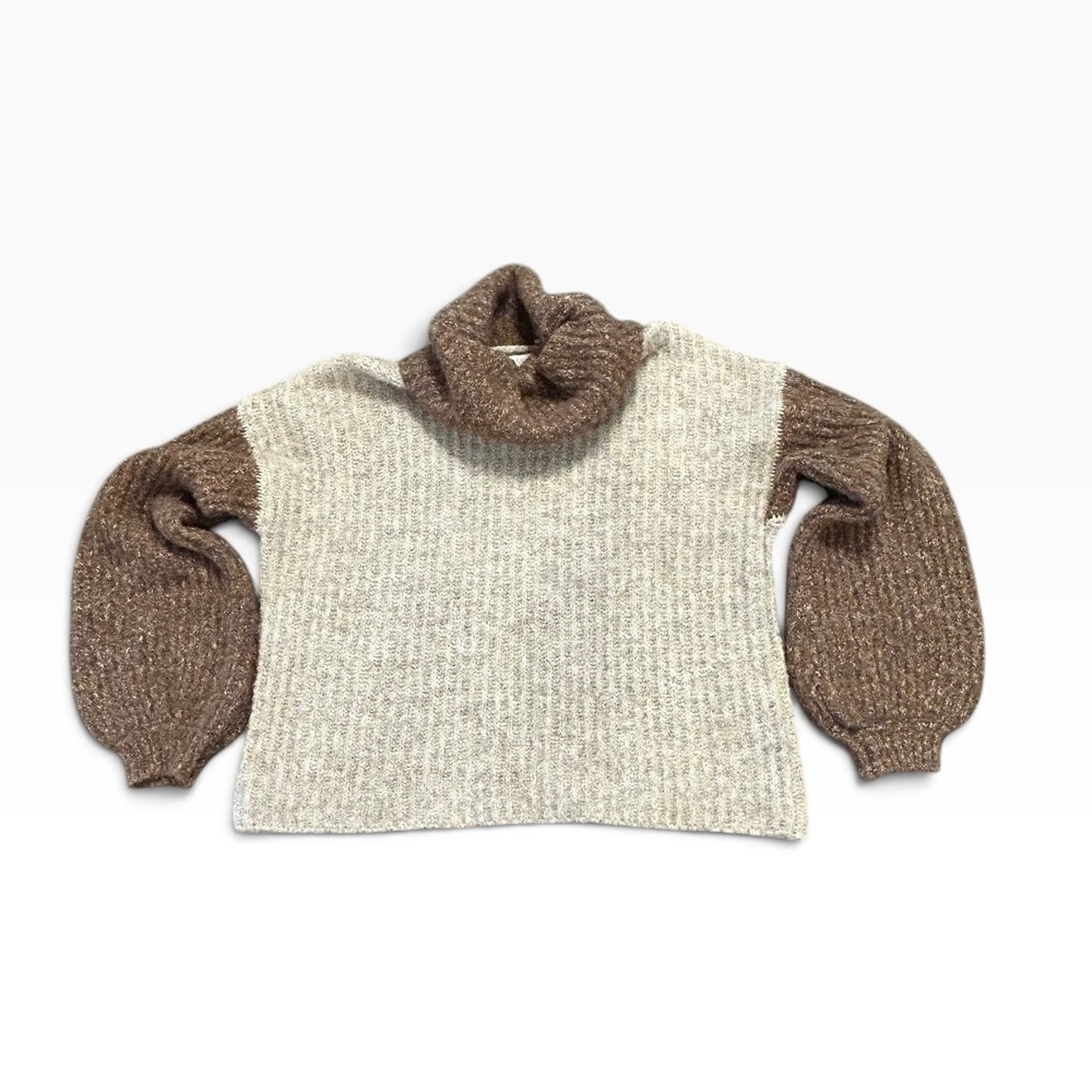 Ruby Moon Womens Brown Cream Colorblock Turtleneck Knit Sweater Size M RN75343